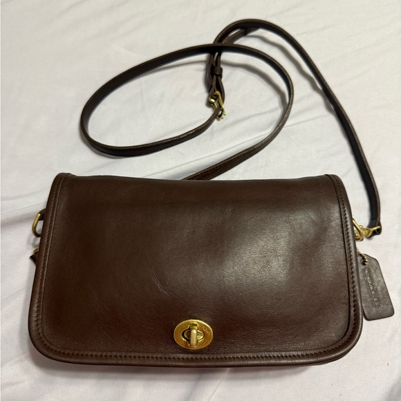 Coach Vintage Dark Brown Leather Crossbody Bag - Picture 1 of 1